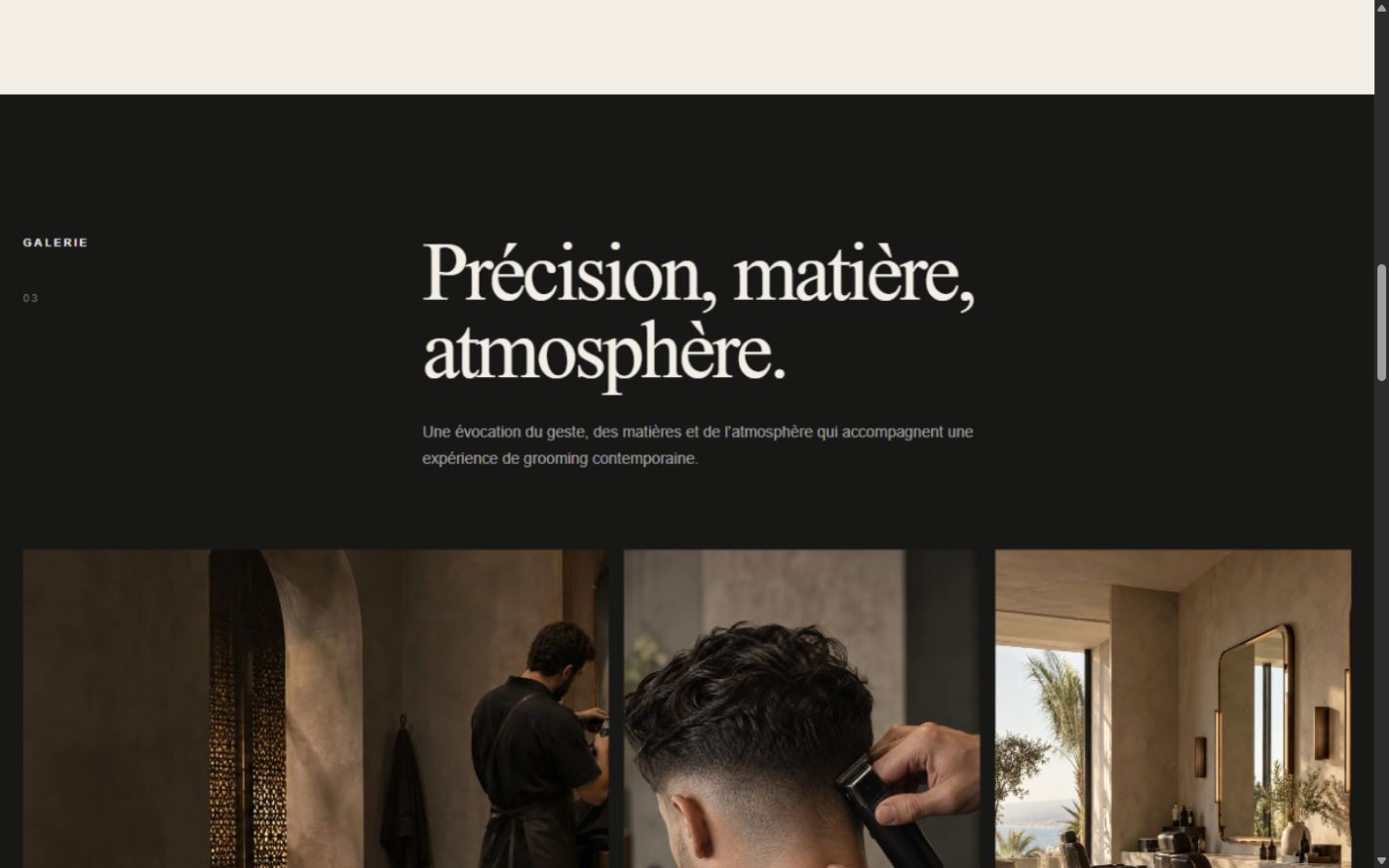 Perrone concept editorial gallery with barbershop, haircut and interior imagery
