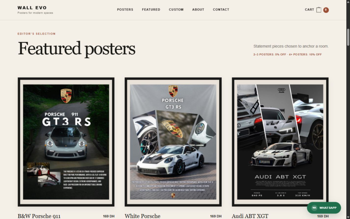 Wall Evo featured poster collection displayed in a three-column editorial grid
